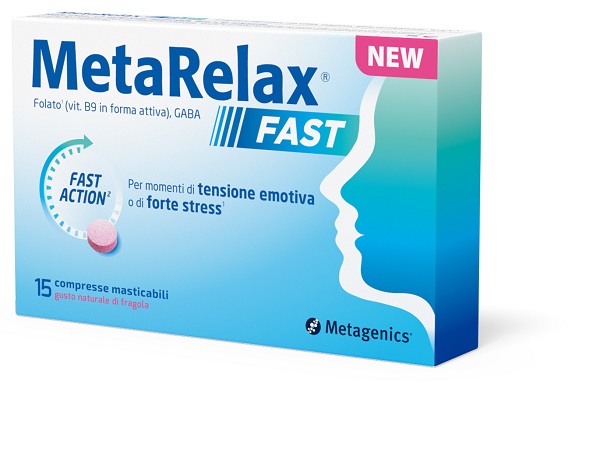 METARELAX FAST 15 COMPRESSE MASTICABILI GUSTO NATURALE DI FRAGOLA SENZA GLUTINE SENZA LATTOSIO CON EDULCORANTI - maxifarmacia.it