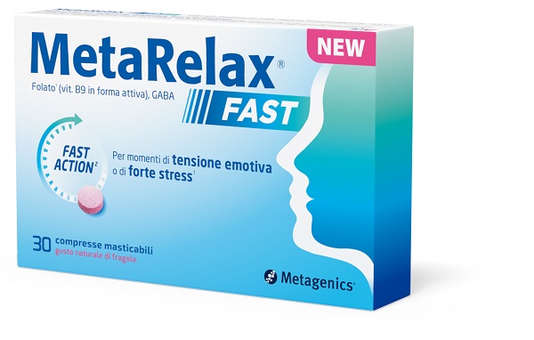 METARELAX FAST 30 COMPRESSE MASTICABILI GUSTO NATURALE DI FRAGOLA SENZA GLUTINE SENZA LATTOSIO CON EDULCORANTI - maxifarmacia.it