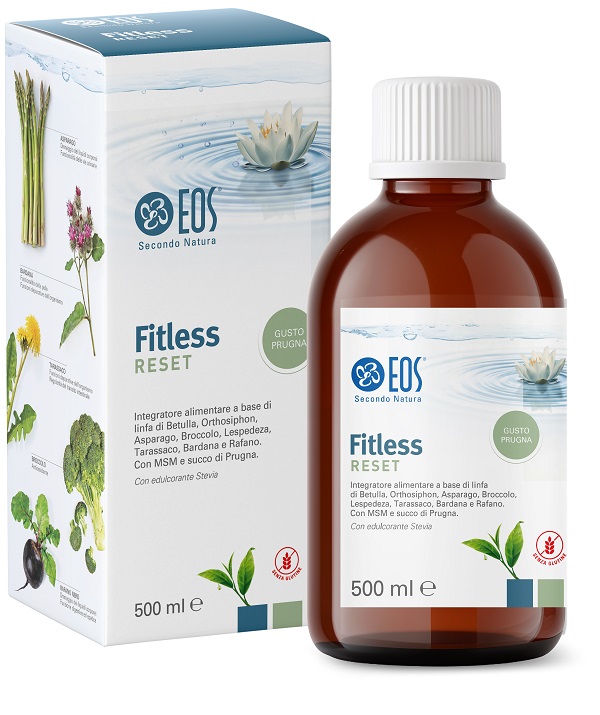 EOS FITLESS RESET 500 ML GUSTO PRUGNA SENZA GLUTINE CON EDULCORANTE STEVIA - maxifarmacia.it