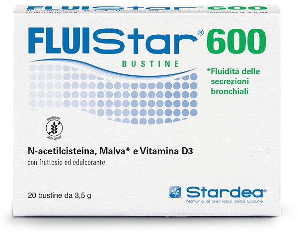 FLUISTAR 600 20 BUSTINE DA 3,5 G CON FRUTTOSIO ED EDULCORANTE SENZA GLUTINE - maxifarmacia.it