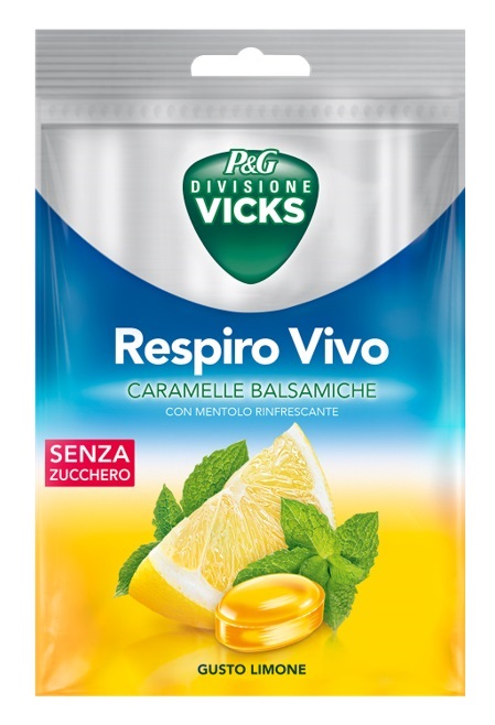 VICKS RESPIRO VIVO CARAMELLE BALSAMICHE LIMONE 72 G CON EDULCORANTI - maxifarmacia.it