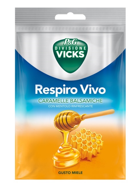 VICKS RESPIRO VIVO CARAMELLE BALSAMICHE MIELE 72 G CON EDULCORANTI - maxifarmacia.it