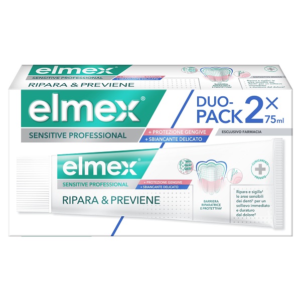 ELMEX SENSITIVE PROFESSIONAL RIPARA & PREVIENE WHITENING 2 PEZZI DA 75 ML - maxifarmacia.it