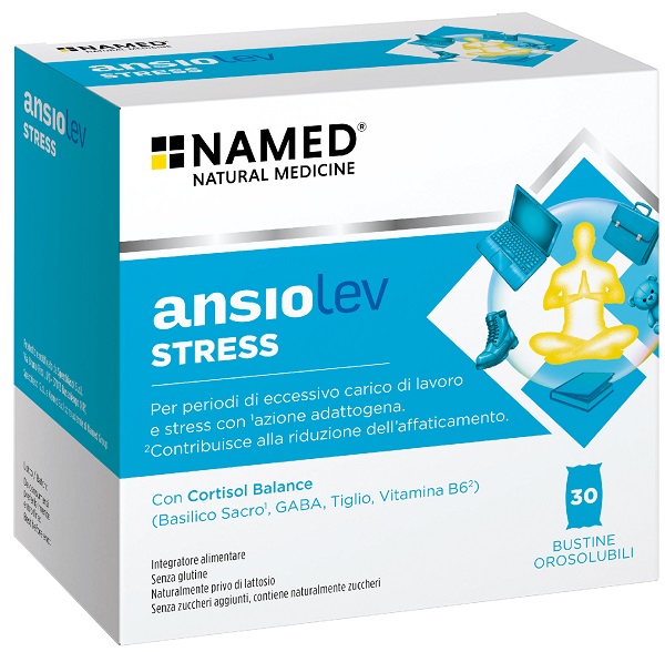 ANSIOLEV STRESS 30 BUSTINE 1,3 G SENZA GLUTINE NATURALMENTE PRIVO DI LATTOSIO CON EDULCORANTE - maxifarmacia.it