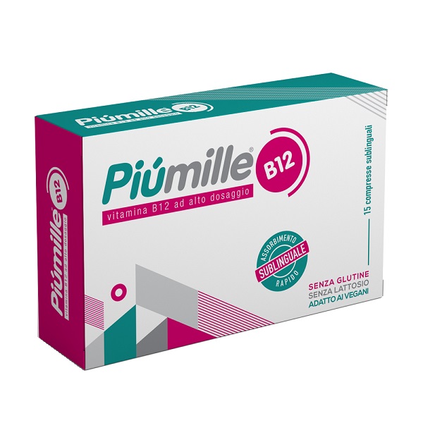 PIUMILLE B12 15 COMPRESSE SUBLINGUALI 0,080 G SENZA GLUTINE  SENZA LATTOSIO CON EDULCORANTE - maxifarmacia.it
