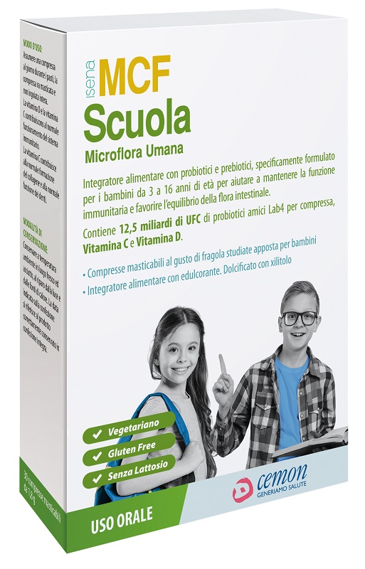 MCF SCUOLA 30 COMPRESSE MASTICABILI CON EDULCORANTE SENZA GLUTINE E LATTOSIO - maxifarmacia.it